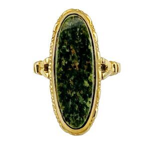 Uncas Moss Agate Gold Filled Ring North South Setting Vintage Sz 6 Signed